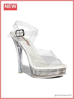 Clear Lucite Platform Bodybuilding Competition Heels 5 Inch Stiletto
